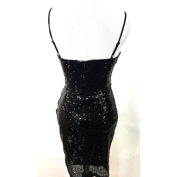 Lulu's Forever Your Girl Black Sequin Cocktail Bodycon Mini Dress NWT Size XS - Picture 4 of 8